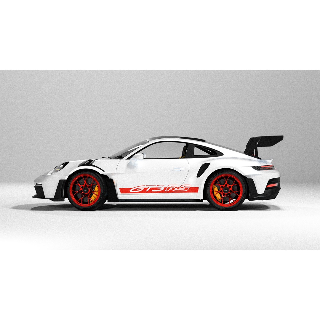 Porsche 992 GT3 RS 3D Model – High Poly Racing Car, PBR Textures, FBX - View 8