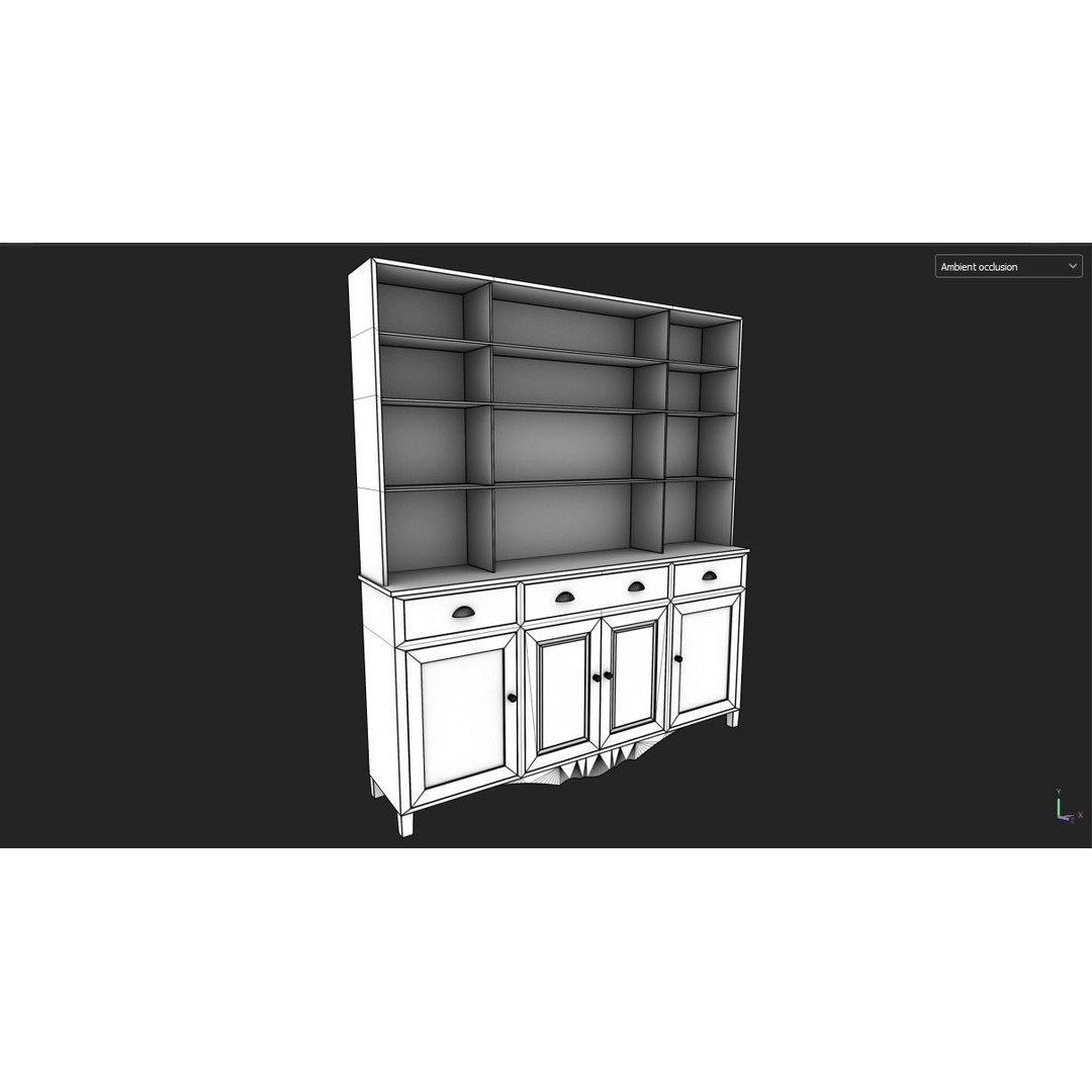 Cottage Buffet Table 3D Model – Low Poly PBR Furniture, FBX