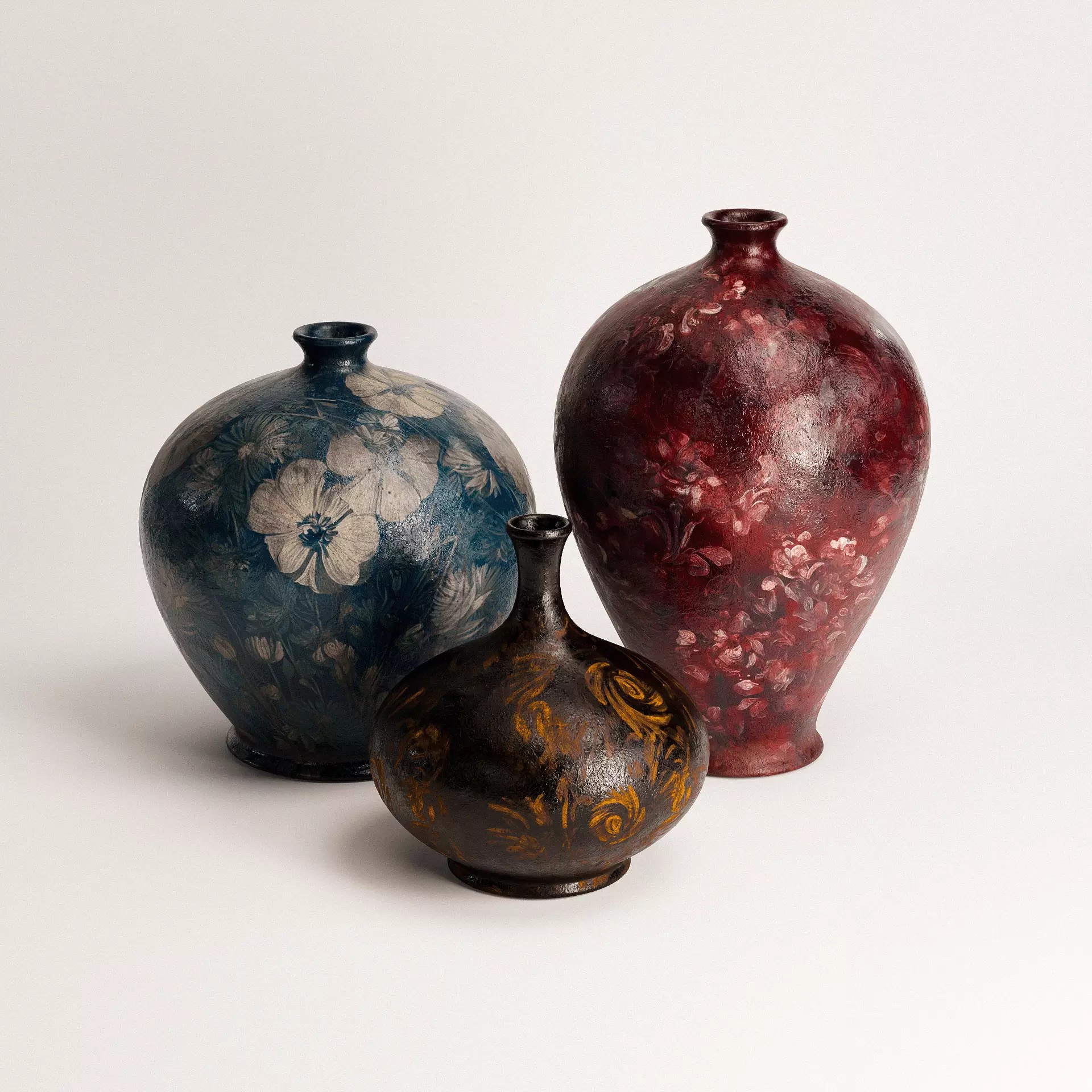 Vintage Pots Set - Low-Poly Game-Ready 3D Model - View 2