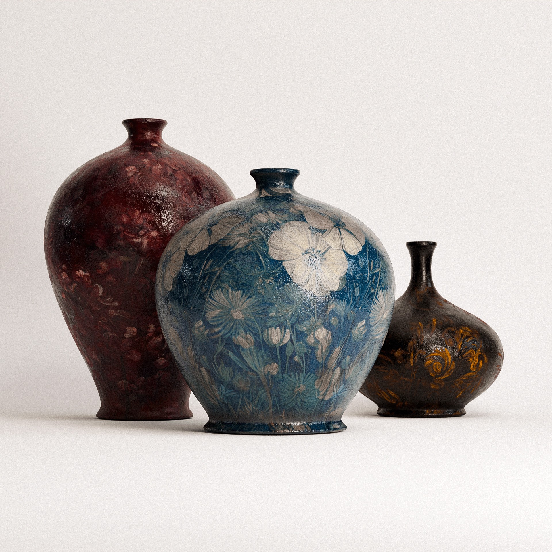 Vintage Pots Set - Low-Poly Game-Ready 3D Model - View 5