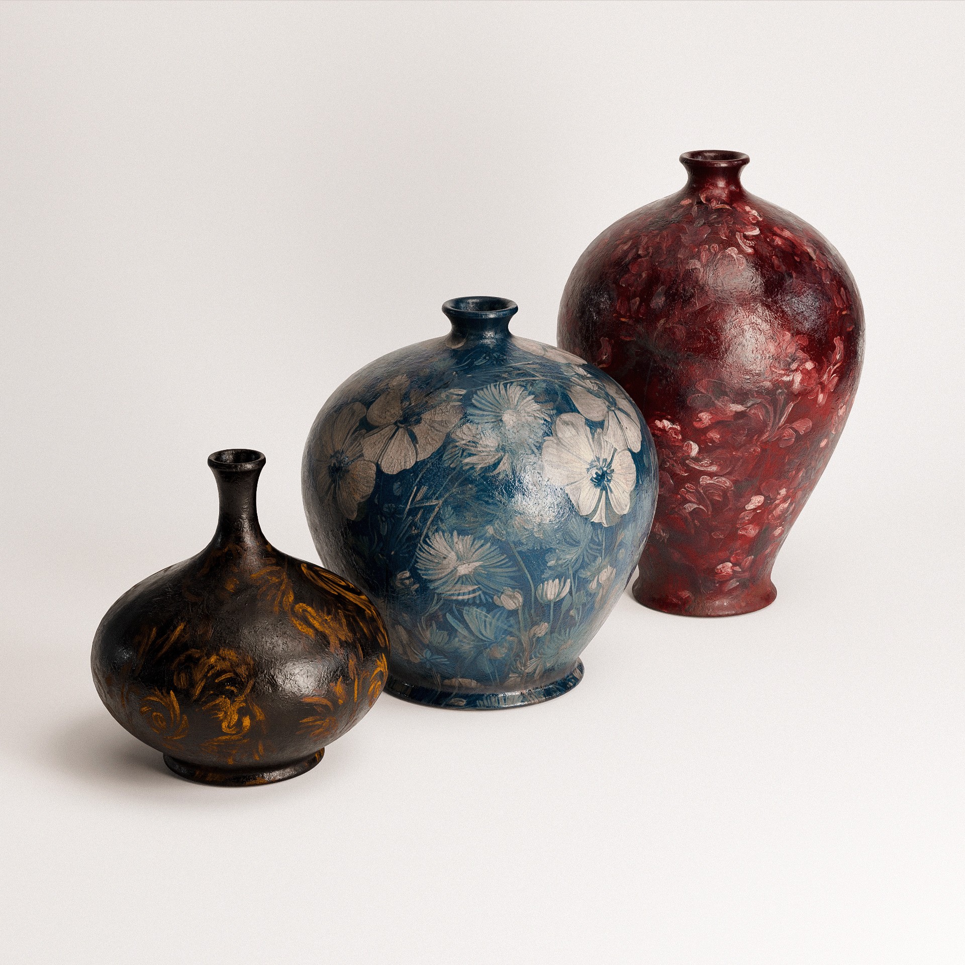 Vintage Pots Set - Low-Poly Game-Ready 3D Model - View 7