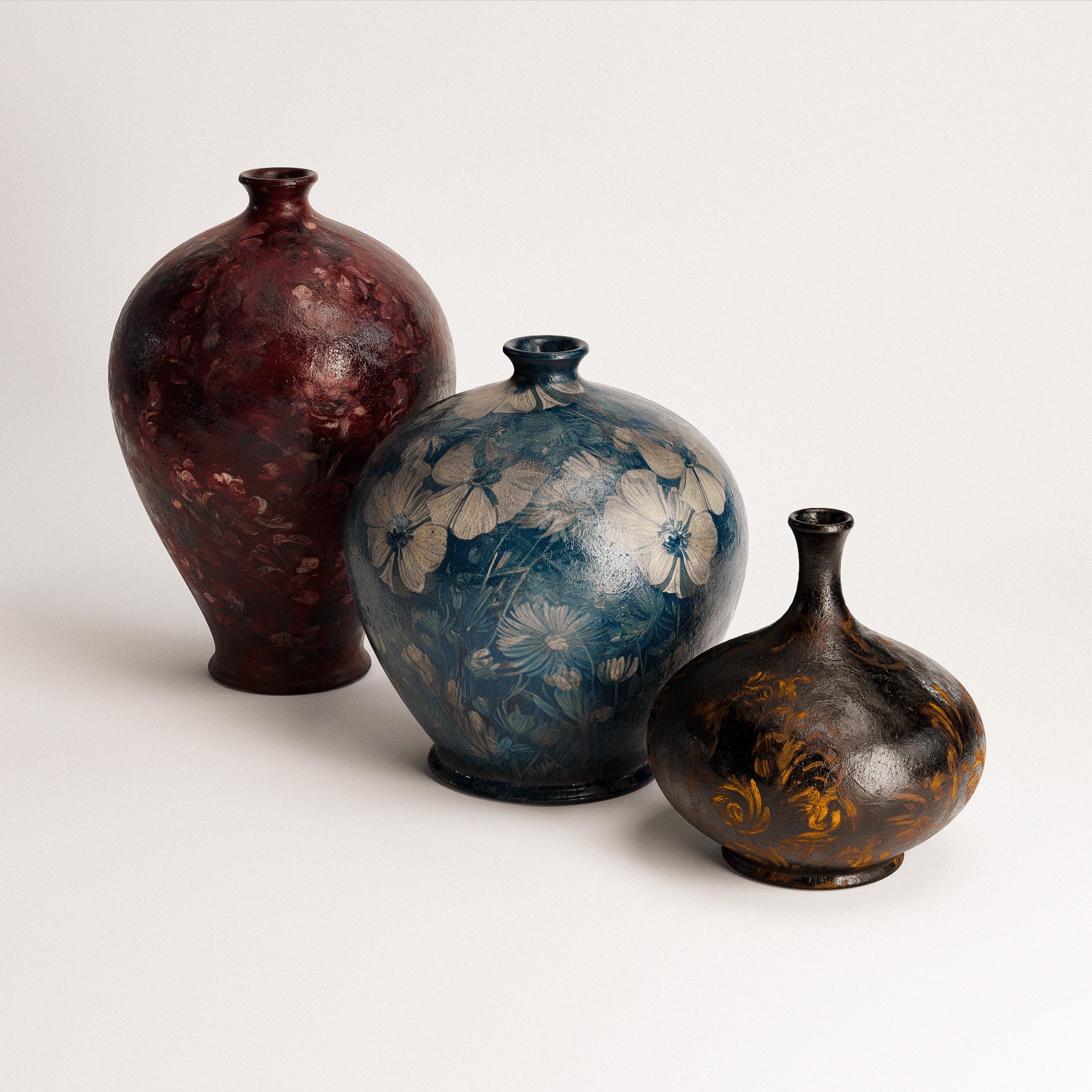 Vintage Pots Set - Low-Poly Game-Ready 3D Model - View 8