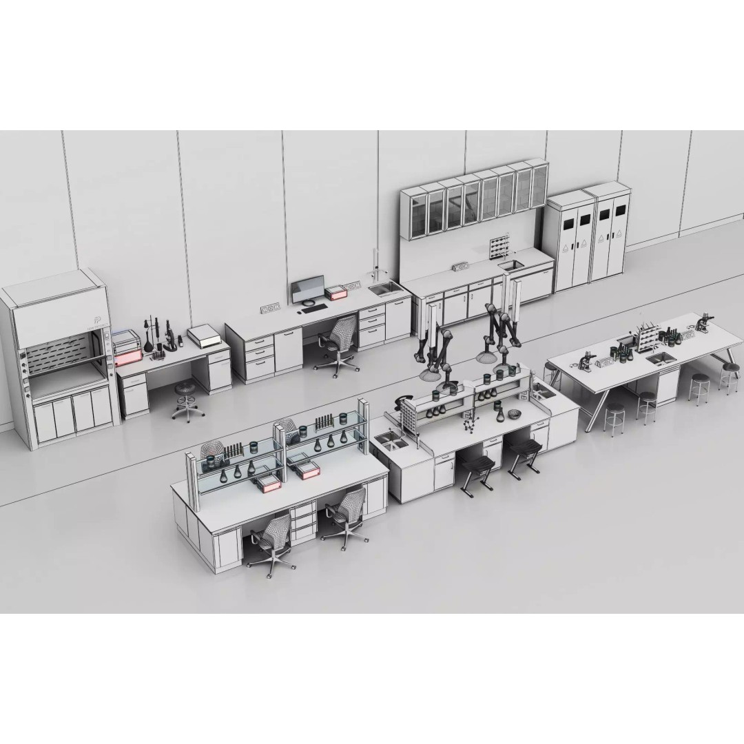 Laboratory Table 3D Model – Low Poly Science Asset, FBX, OBJ - View 10