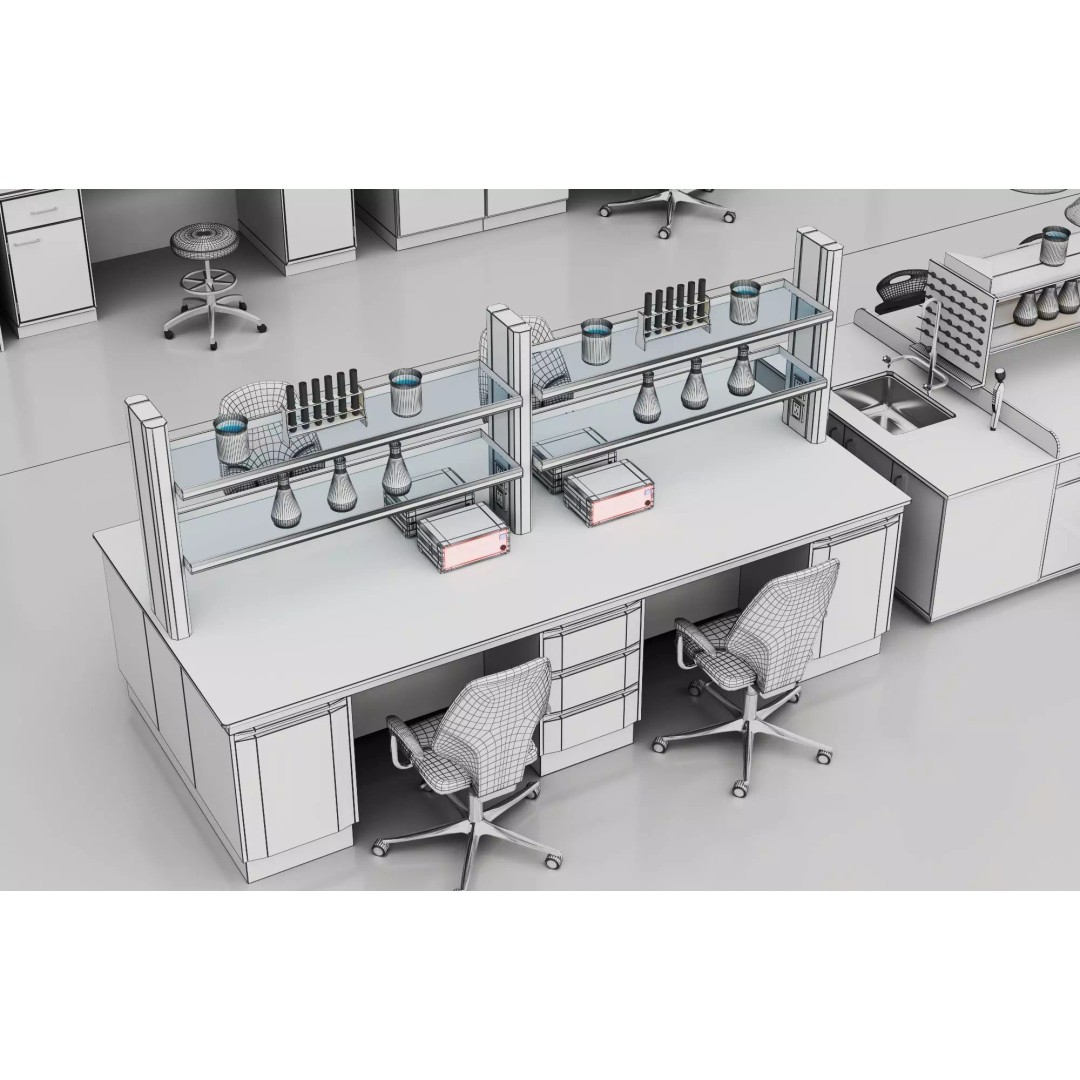 Laboratory Table 3D Model – Low Poly Science Asset, FBX, OBJ - View 11