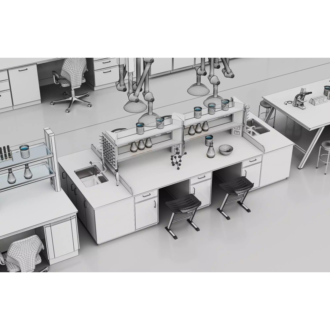 Laboratory Table 3D Model – Low Poly Science Asset, FBX, OBJ - View 12
