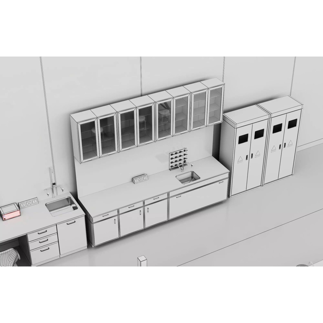 Laboratory Table 3D Model – Low Poly Science Asset, FBX, OBJ - View 14