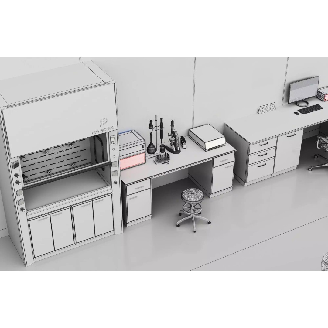 Laboratory Table 3D Model – Low Poly Science Asset, FBX, OBJ - View 16