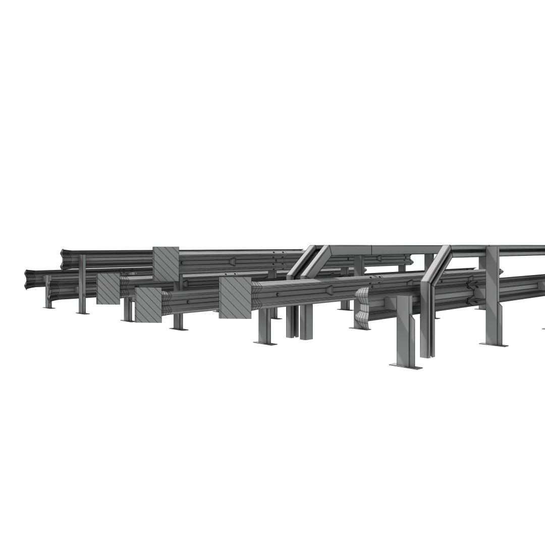 Road Fence 3D Model – Low Poly Game Asset, FBX & OBJ Formats - View 12