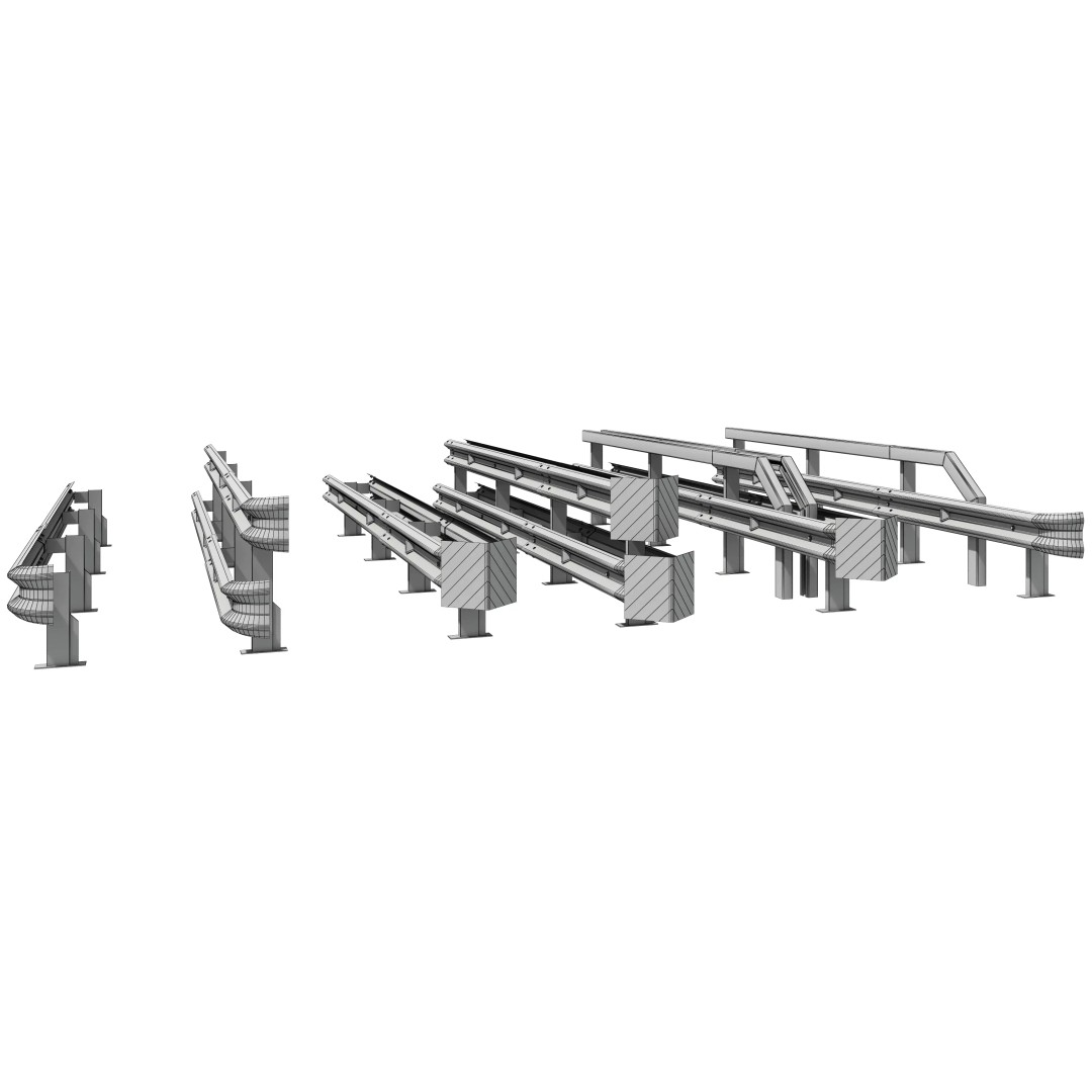 Road Fence 3D Model – Low Poly Game Asset, FBX & OBJ Formats - View 13