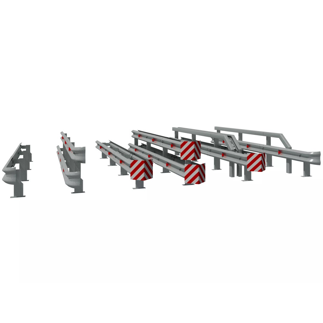 Road Fence 3D Model – Low Poly Game Asset, FBX & OBJ Formats - View 3