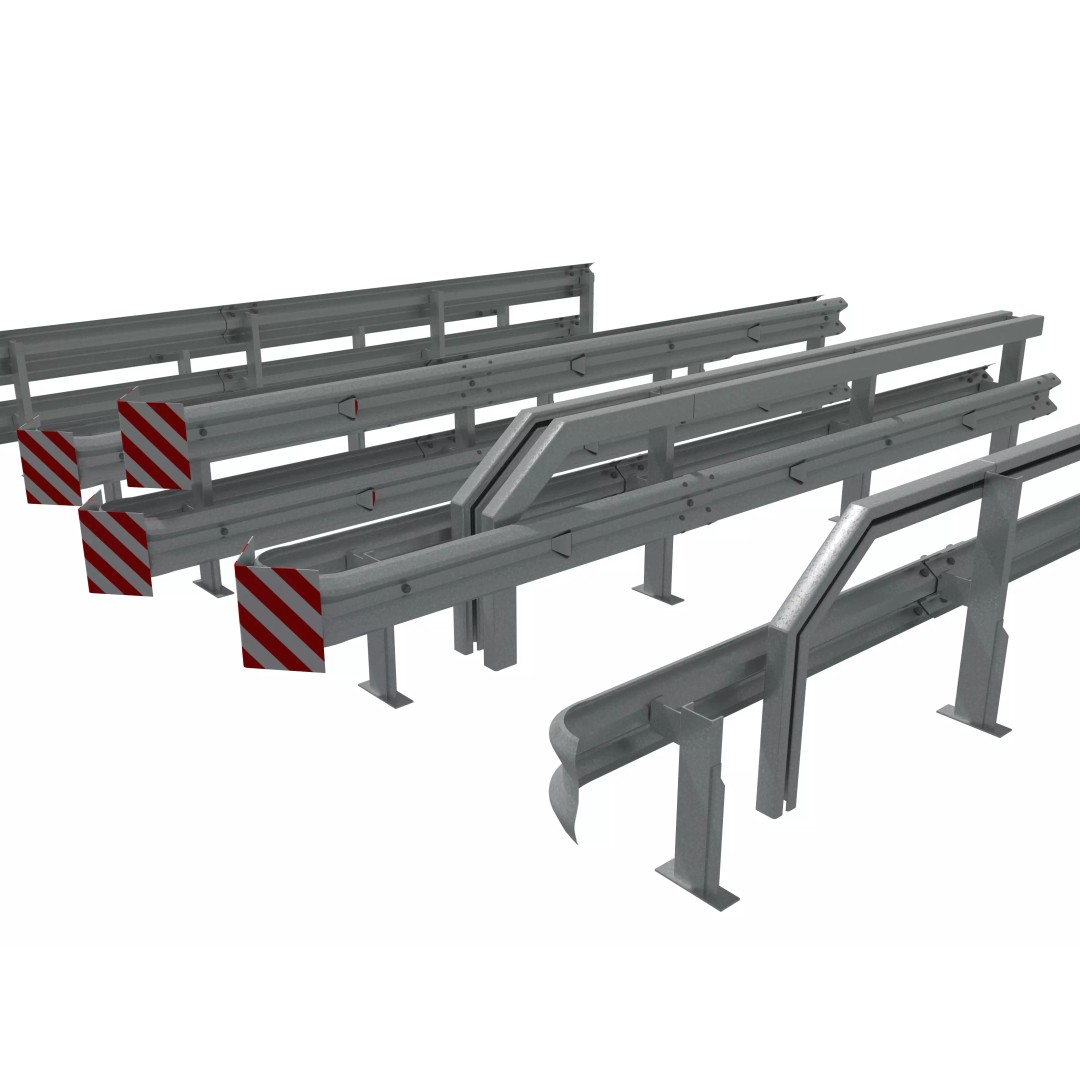 Road Fence 3D Model – Low Poly Game Asset, FBX & OBJ Formats - View 5