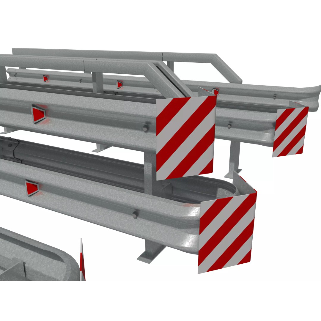 Road Fence 3D Model – Low Poly Game Asset, FBX & OBJ Formats - View 7