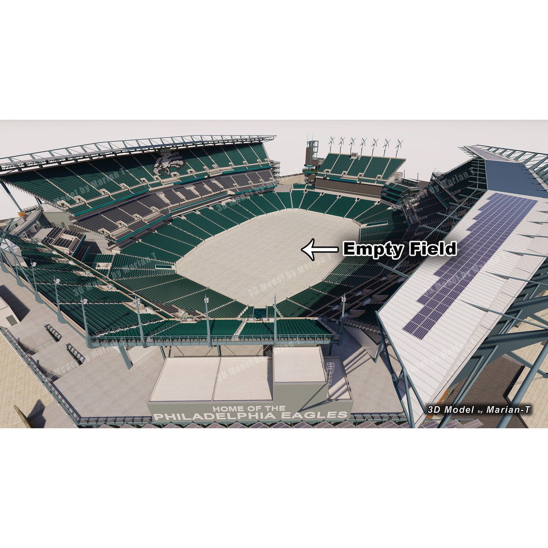 Lincoln Financial Field Stadium 3D Model – Low Poly Game Asset, FBX & OBJ - View 12