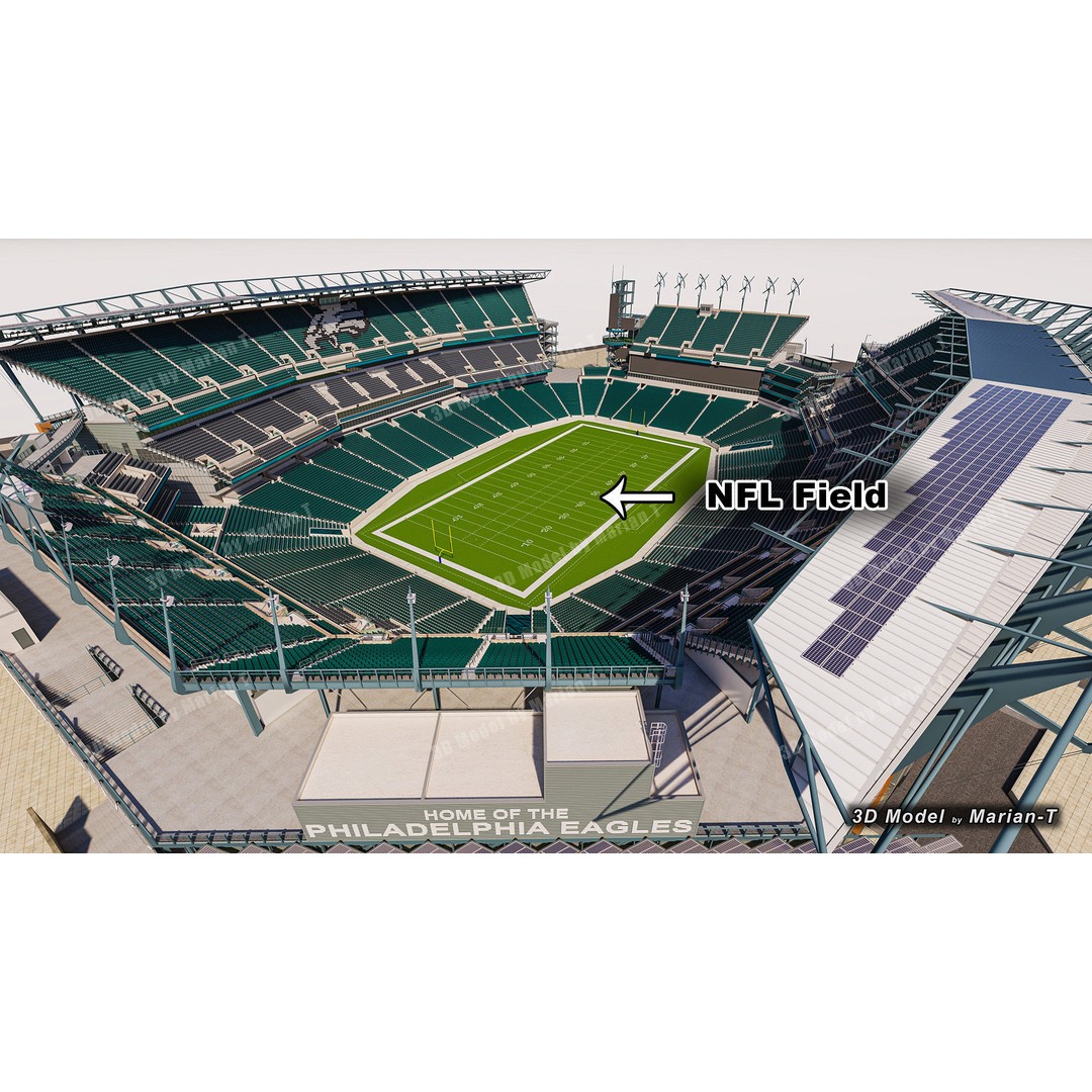 Lincoln Financial Field Stadium 3D Model – Low Poly Game Asset, FBX & OBJ - View 13