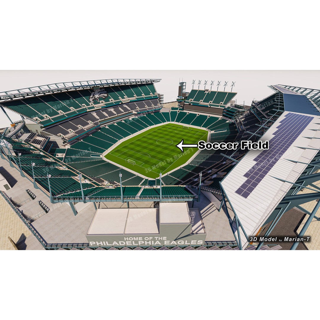 Lincoln Financial Field Stadium 3D Model – Low Poly Game Asset, FBX & OBJ - View 14