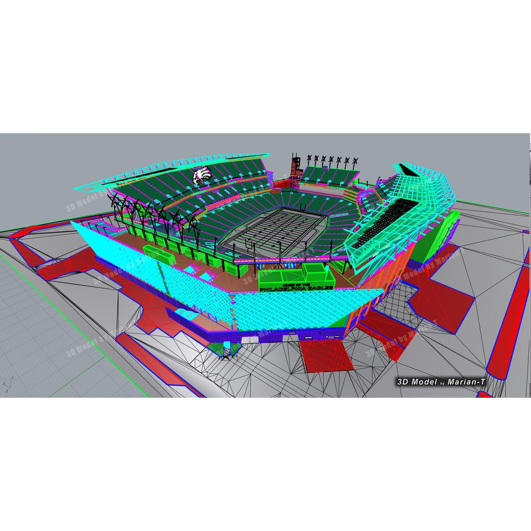 Lincoln Financial Field Stadium 3D Model – Low Poly Game Asset, FBX & OBJ - View 15