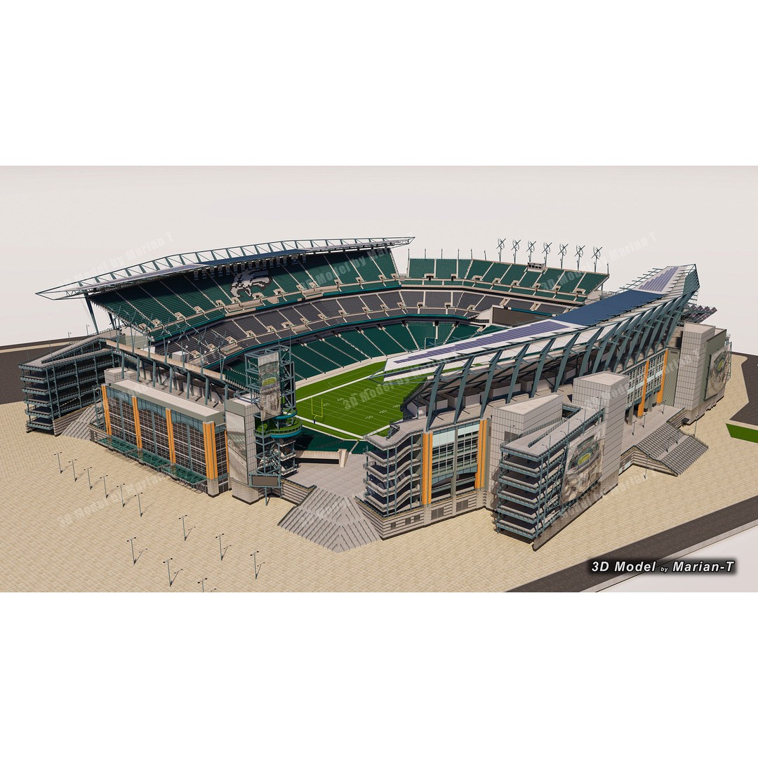 Lincoln Financial Field Stadium 3D Model – Low Poly Game Asset, FBX & OBJ - View 2