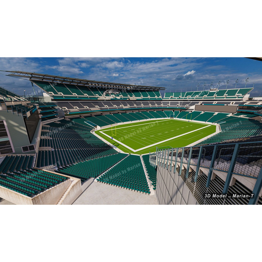 Lincoln Financial Field Stadium 3D Model – Low Poly Game Asset, FBX & OBJ - View 20