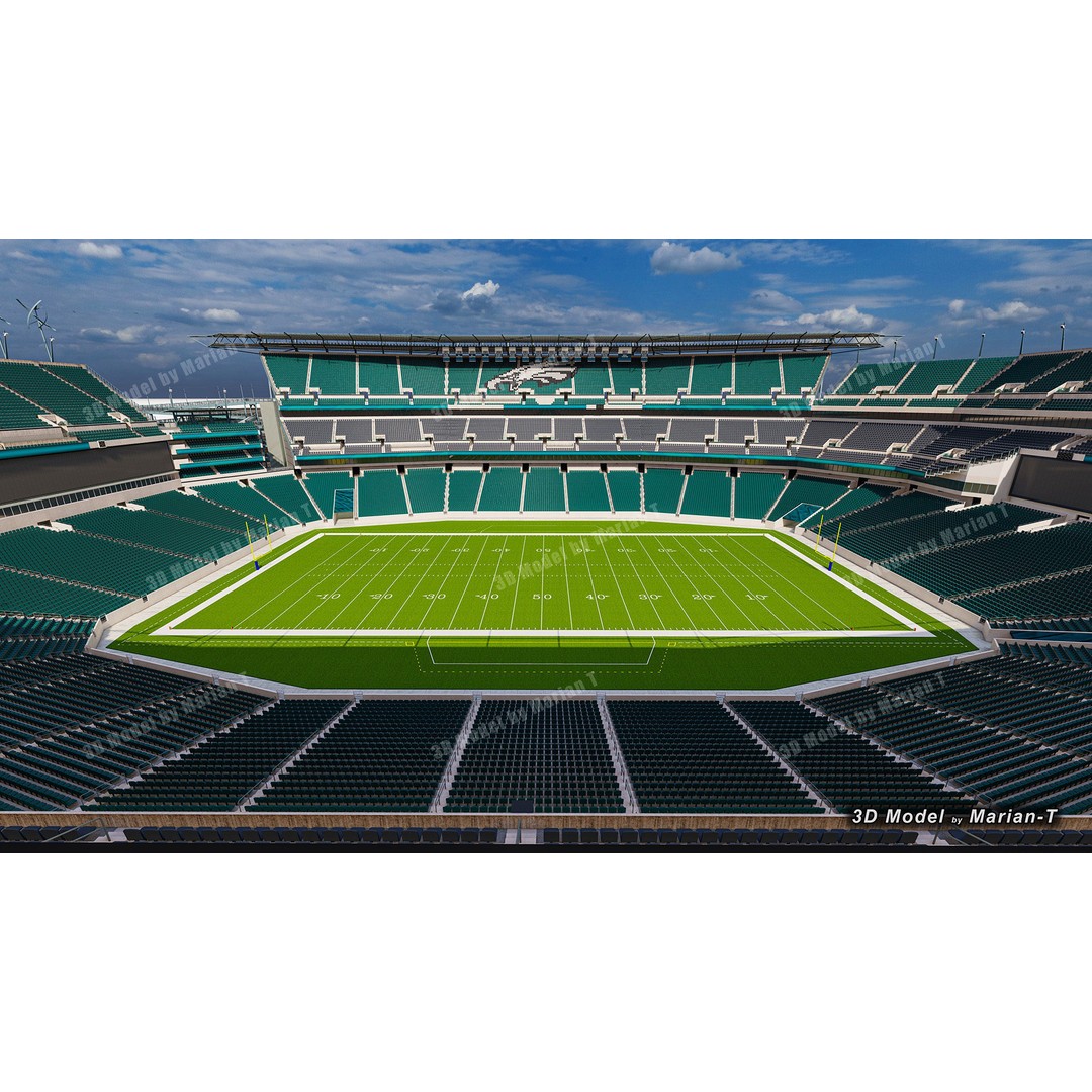 Lincoln Financial Field Stadium 3D Model – Low Poly Game Asset, FBX & OBJ - View 21