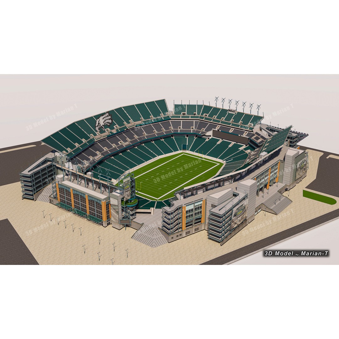 Lincoln Financial Field Stadium 3D Model – Low Poly Game Asset, FBX & OBJ - View 23