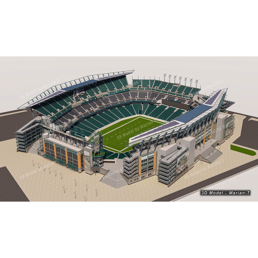 Lincoln Financial Field Stadium 3D Model – Low Poly Game Asset, FBX & OBJ - View 24