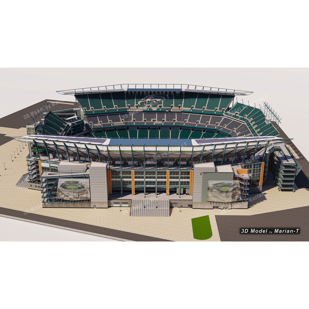 Lincoln Financial Field Stadium 3D Model – Low Poly Game Asset, FBX & OBJ - View 26