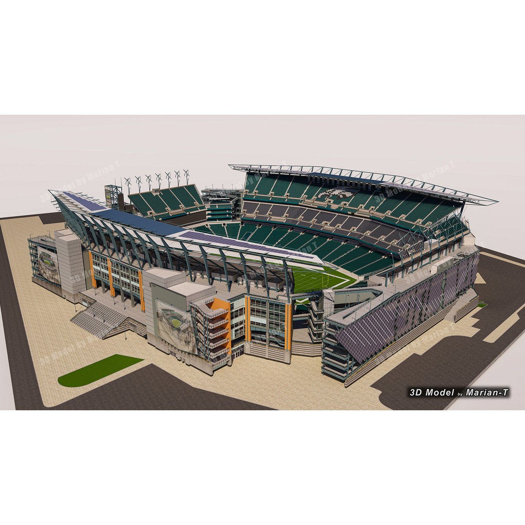 Lincoln Financial Field Stadium 3D Model – Low Poly Game Asset, FBX & OBJ - View 28