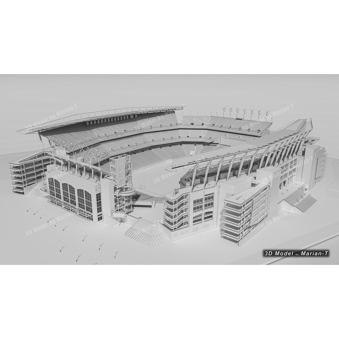 Lincoln Financial Field Stadium 3D Model – Low Poly Game Asset, FBX & OBJ - View 3