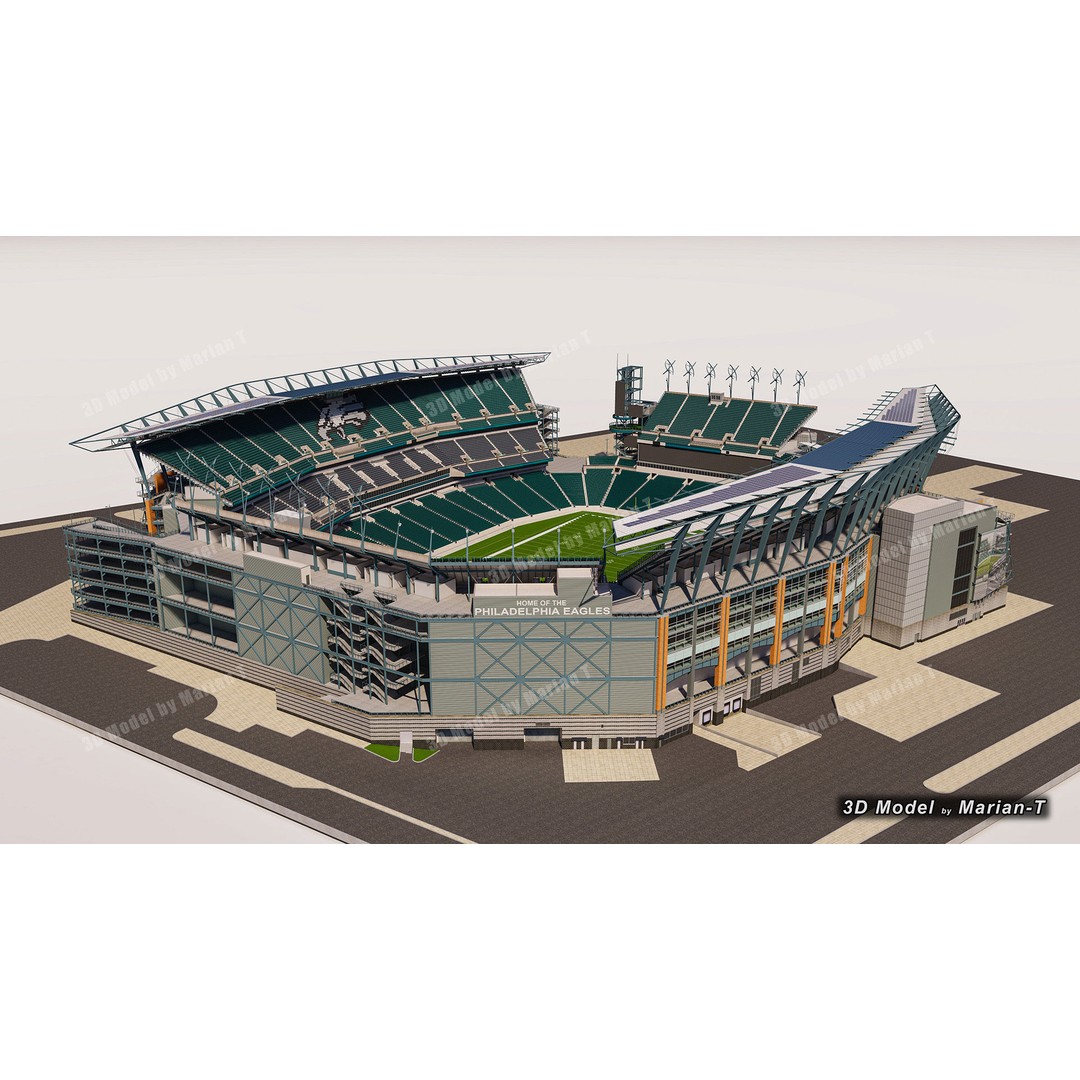 Lincoln Financial Field Stadium 3D Model – Low Poly Game Asset, FBX & OBJ - View 30