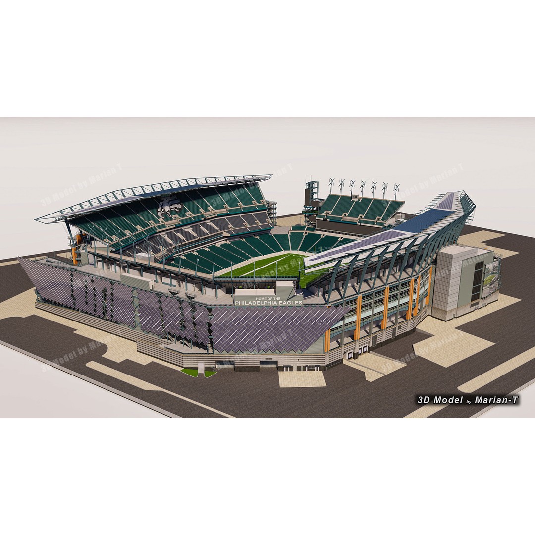 Lincoln Financial Field Stadium 3D Model – Low Poly Game Asset, FBX & OBJ - View 32