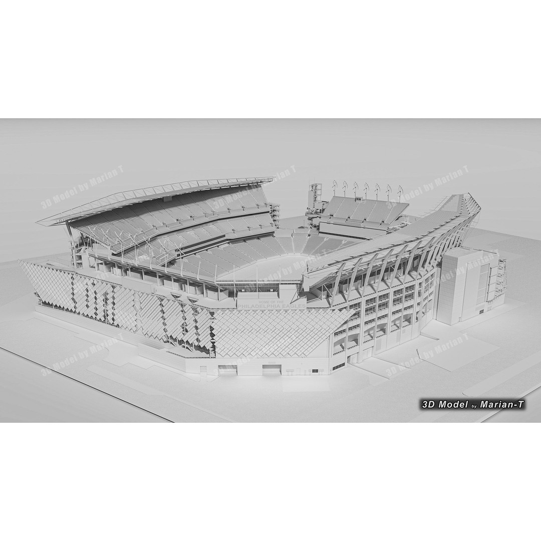 Lincoln Financial Field Stadium 3D Model – Low Poly Game Asset, FBX & OBJ - View 33