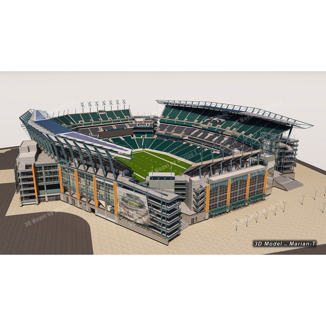 Lincoln Financial Field Stadium 3D Model – Low Poly Game Asset, FBX & OBJ - View 36