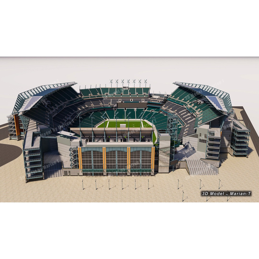 Lincoln Financial Field Stadium 3D Model – Low Poly Game Asset, FBX & OBJ - View 38