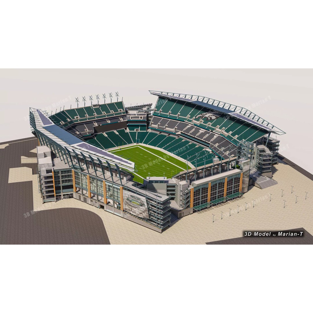 Lincoln Financial Field Stadium 3D Model – Low Poly Game Asset, FBX & OBJ - View 4