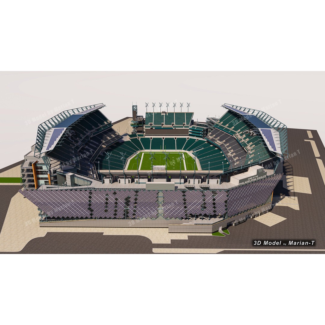 Lincoln Financial Field Stadium 3D Model – Low Poly Game Asset, FBX & OBJ - View 40