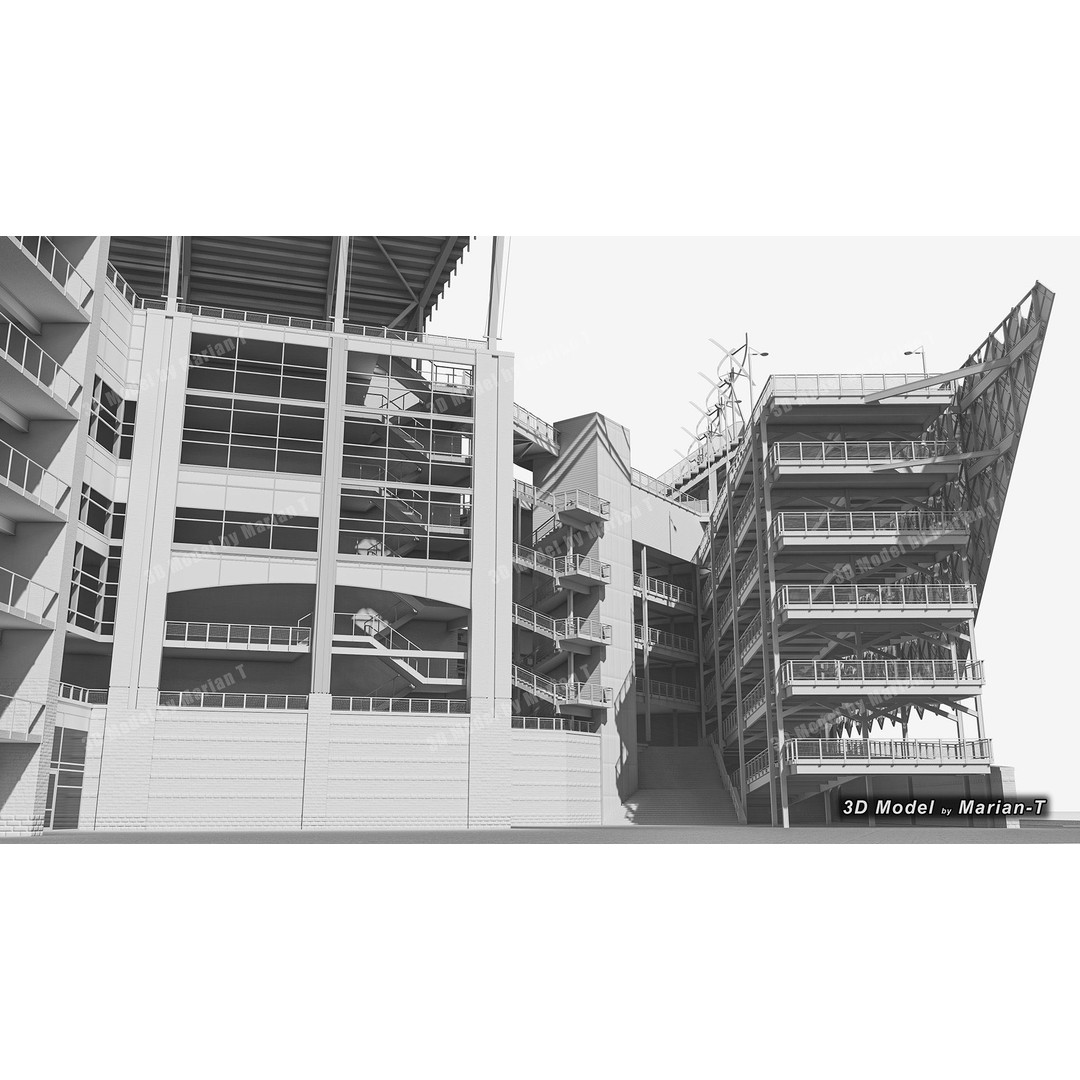 Lincoln Financial Field Stadium 3D Model – Low Poly Game Asset, FBX & OBJ - View 45