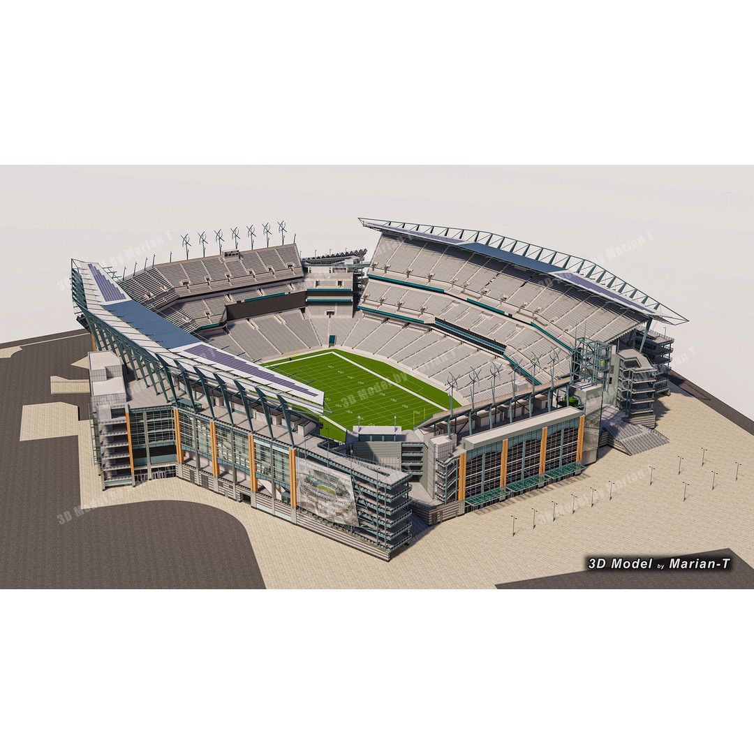 Lincoln Financial Field Stadium 3D Model – Low Poly Game Asset, FBX & OBJ - View 5
