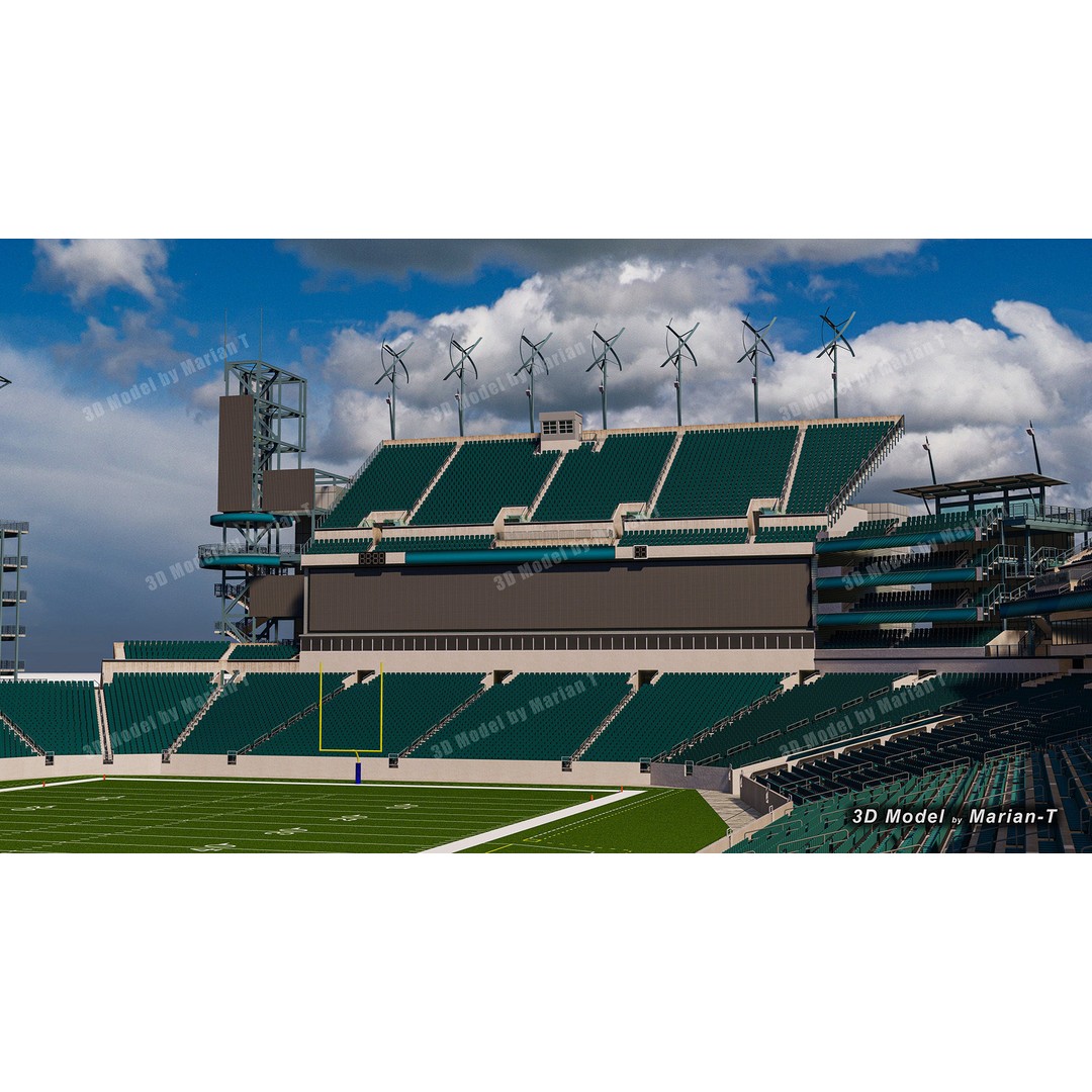 Lincoln Financial Field Stadium 3D Model – Low Poly Game Asset, FBX & OBJ - View 64