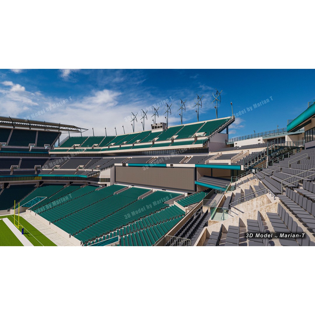 Lincoln Financial Field Stadium 3D Model – Low Poly Game Asset, FBX & OBJ - View 65