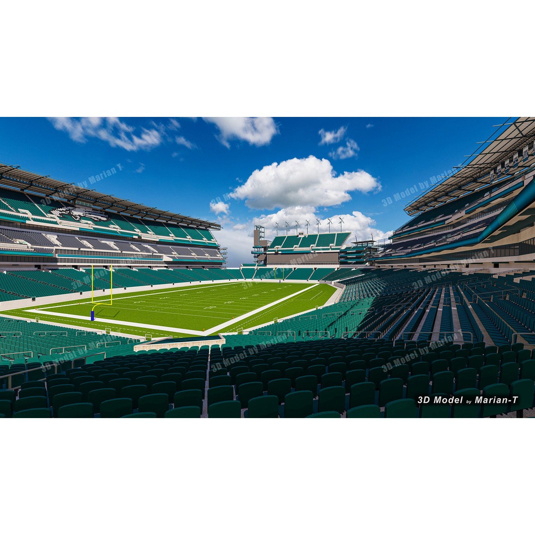 Lincoln Financial Field Stadium 3D Model – Low Poly Game Asset, FBX & OBJ - View 8
