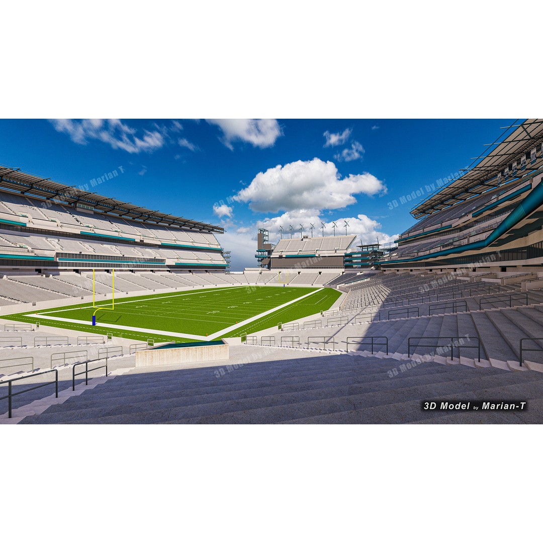 Lincoln Financial Field Stadium 3D Model – Low Poly Game Asset, FBX & OBJ - View 9