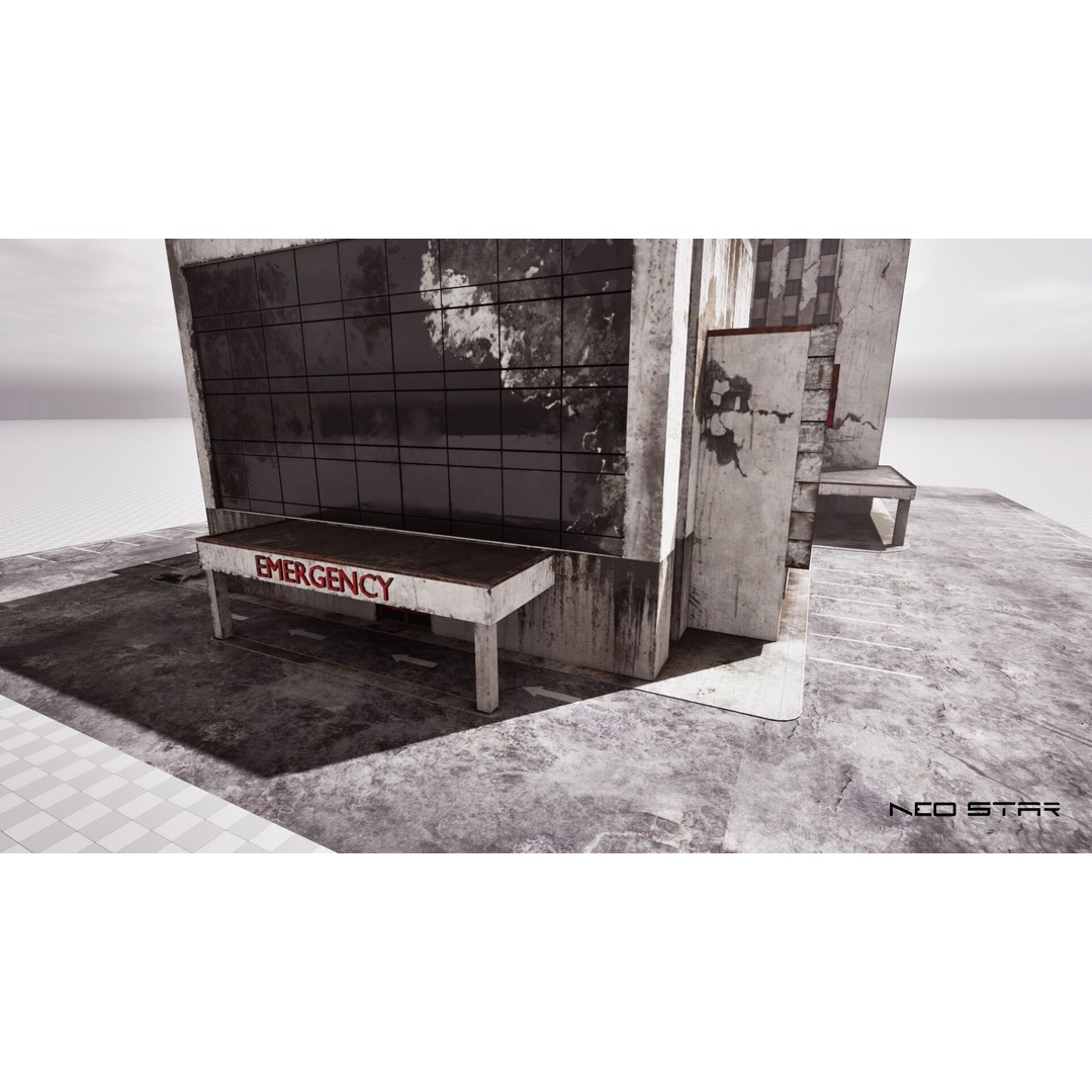 Abandoned Hospital 3D Model – Low Poly Game-Ready Asset, FBX, OBJ - View 12