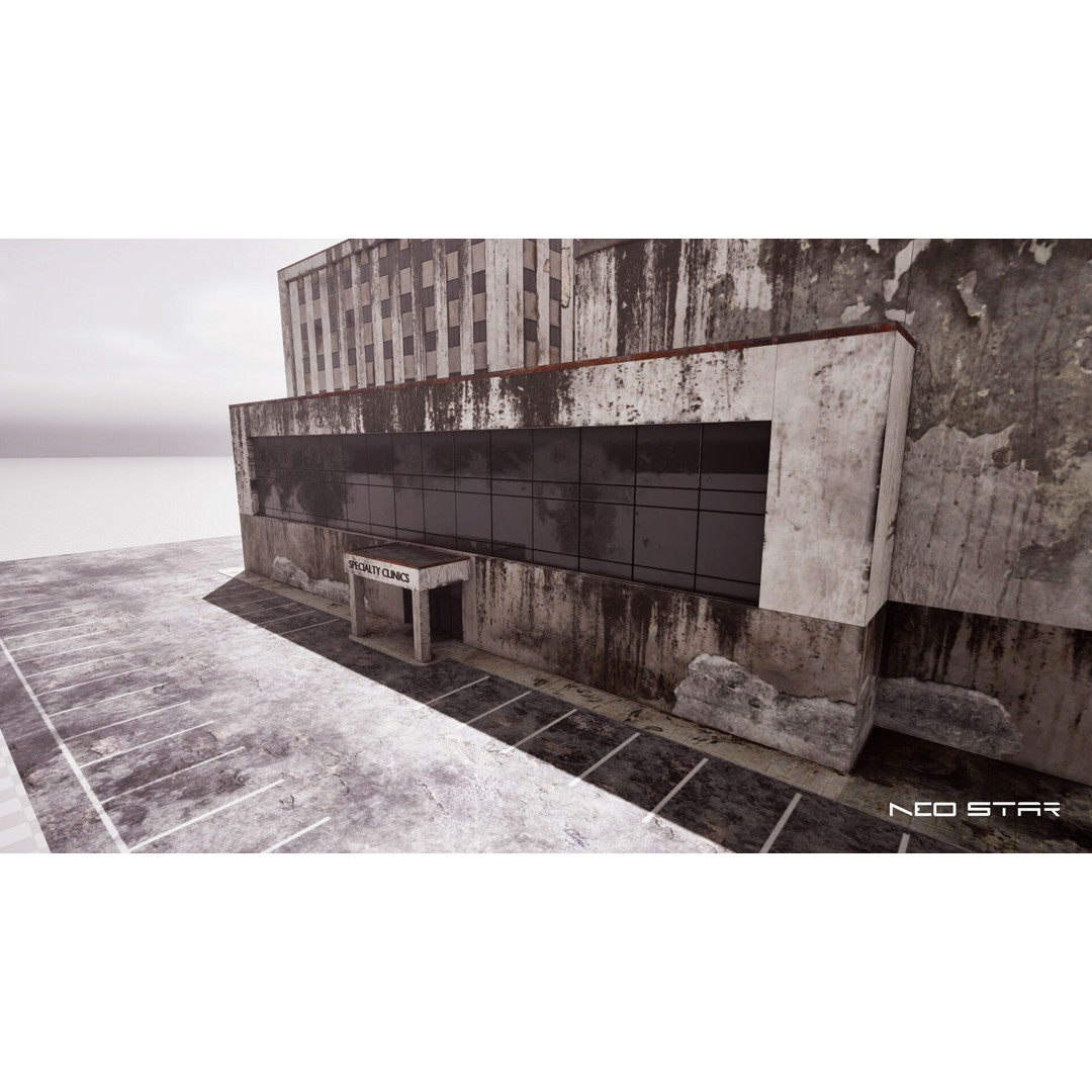 Abandoned Hospital 3D Model – Low Poly Game-Ready Asset, FBX, OBJ - View 13