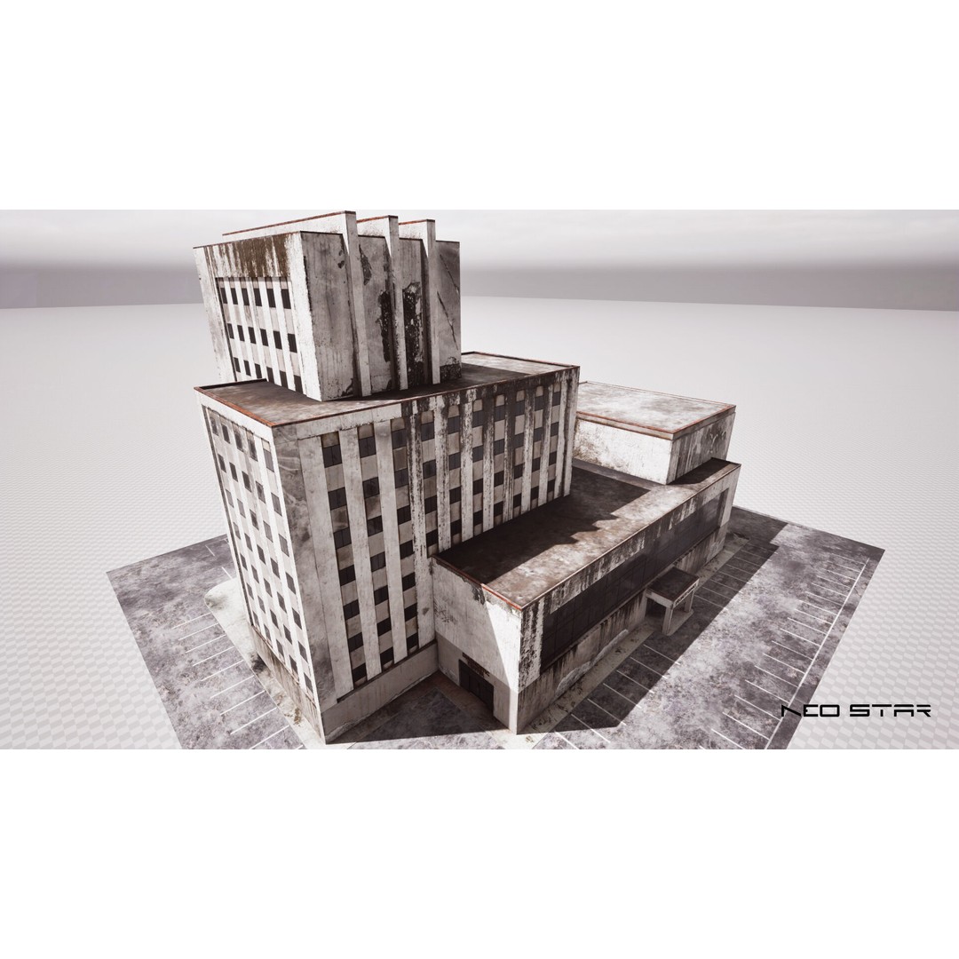 Abandoned Hospital 3D Model – Low Poly Game-Ready Asset, FBX, OBJ - View 7