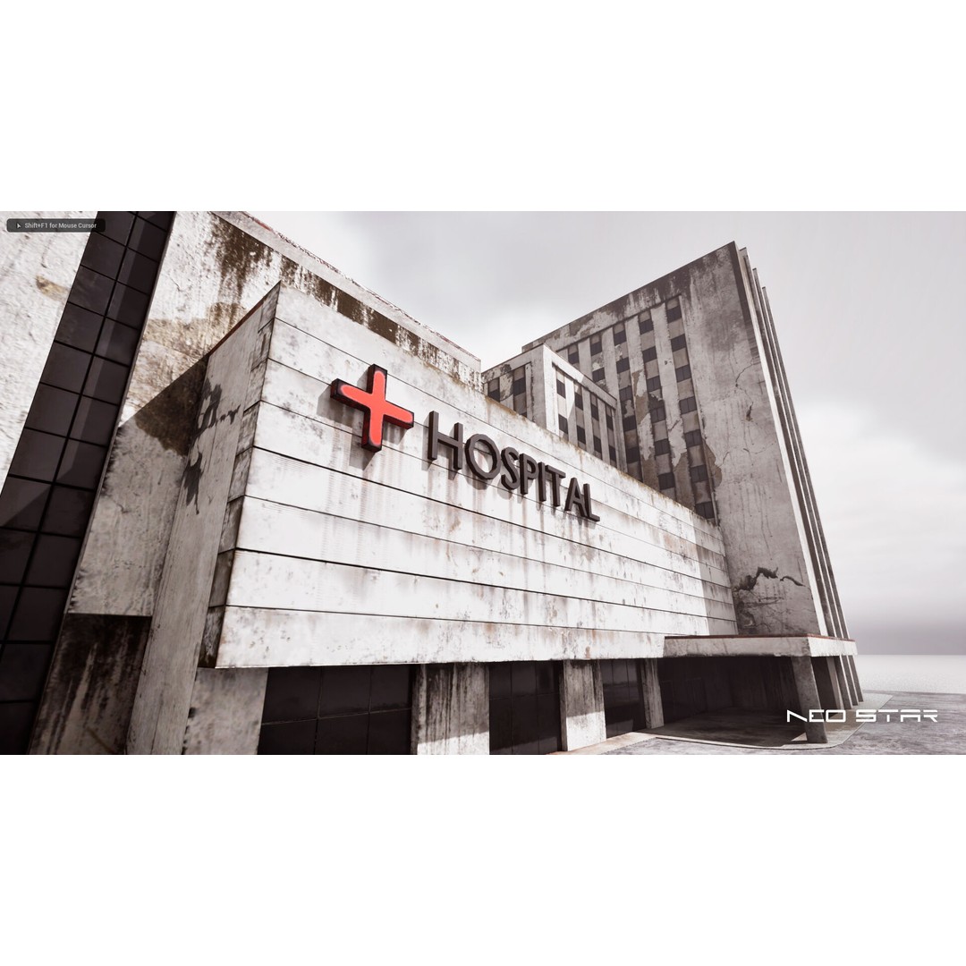 Abandoned Hospital 3D Model – Low Poly Game-Ready Asset, FBX, OBJ - View 9