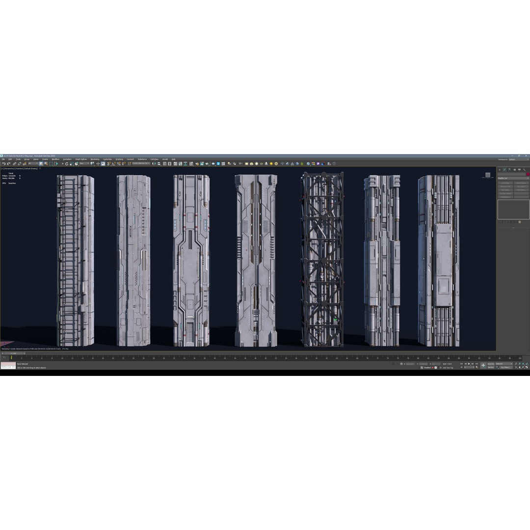 Sci-Fi Column 3D Model – Low Poly PBR Kit, FBX & OBJ Formats - View 14