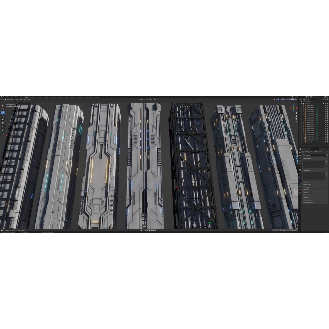 Sci-Fi Column 3D Model – Low Poly PBR Kit, FBX & OBJ Formats - View 17
