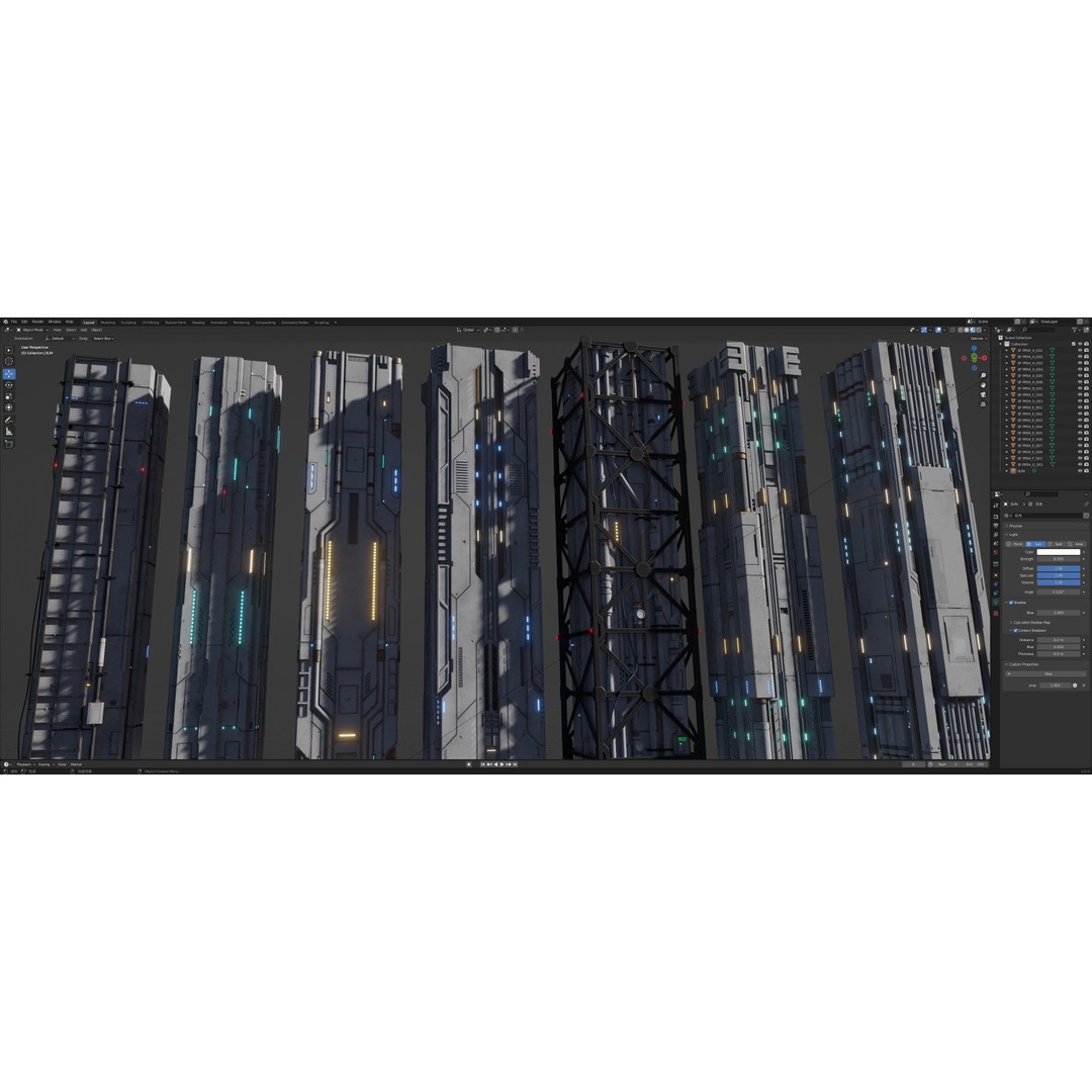 Sci-Fi Column 3D Model – Low Poly PBR Kit, FBX & OBJ Formats - View 18