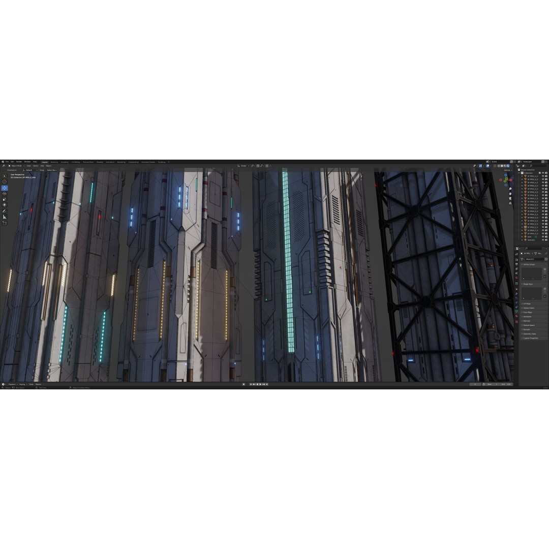 Sci-Fi Column 3D Model – Low Poly PBR Kit, FBX & OBJ Formats - View 19
