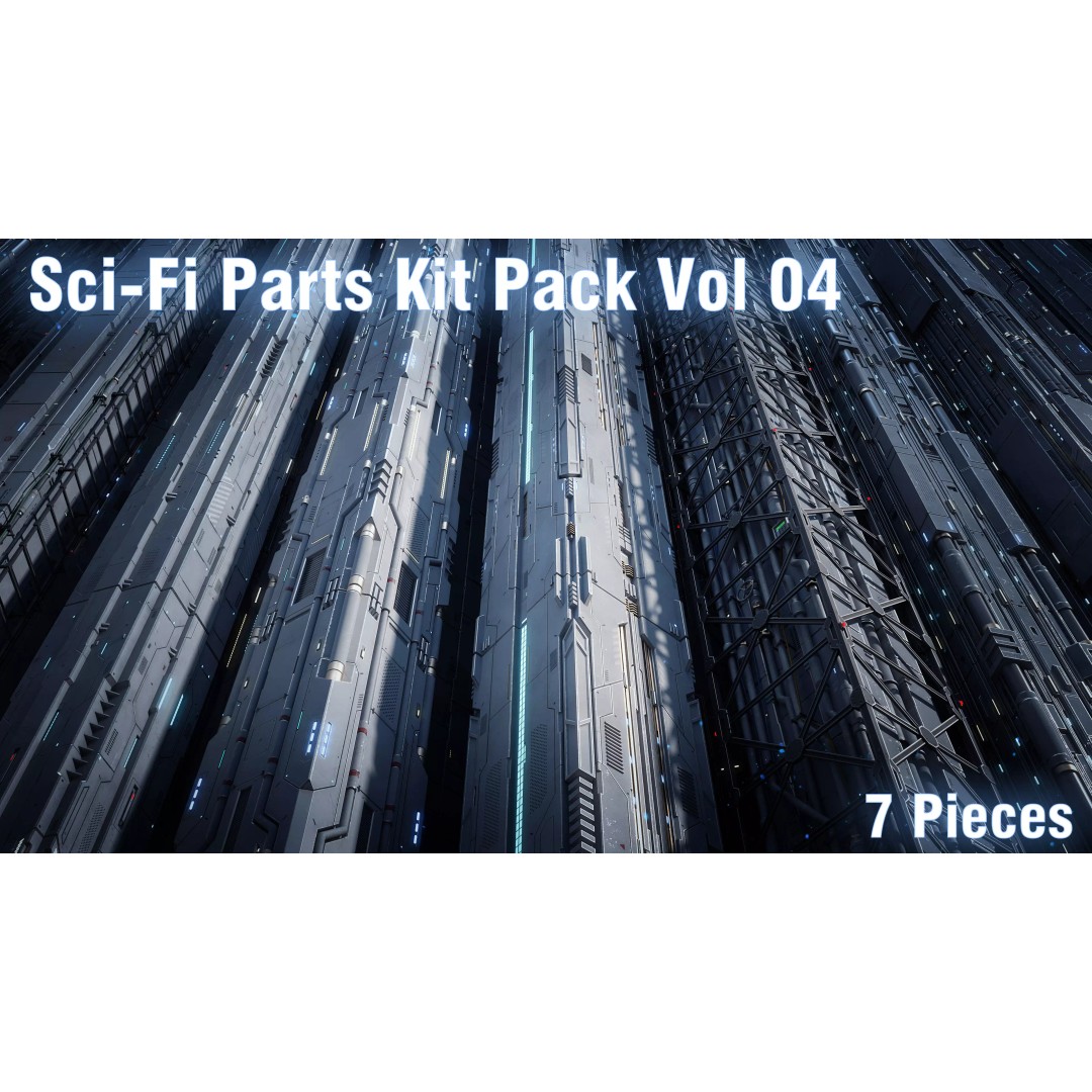 Sci-Fi Column 3D Model – Low Poly PBR Kit, FBX & OBJ Formats - View 2